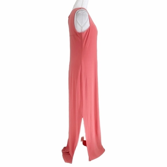NWT JOSEPH RIBKOFF PINK SLEEVELESS SQUARE NECK STRETCH MAXI SIDE SLIT DRESS - 10 - Picture 2 of 9